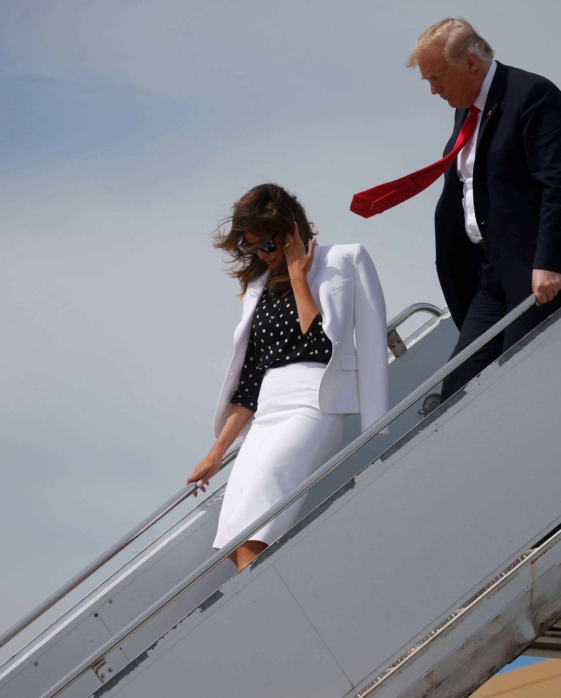 U.S. President Donald Trump and first lady Melania Trump arrive in Columbus