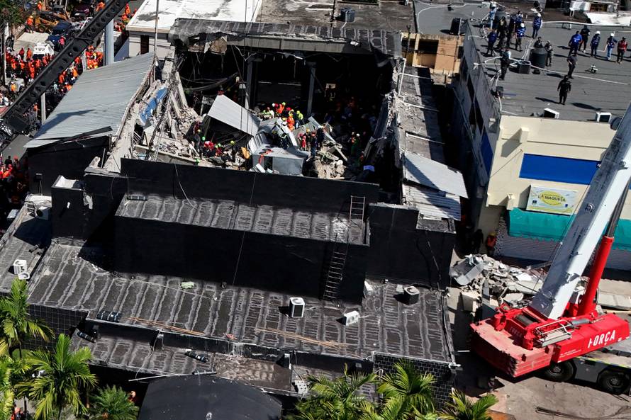 A drone view shows a site of the collapsed Jet Set nightclub in Santo Domingo