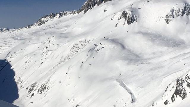 General view of the site of an avalanche across ski piste in Andermatt