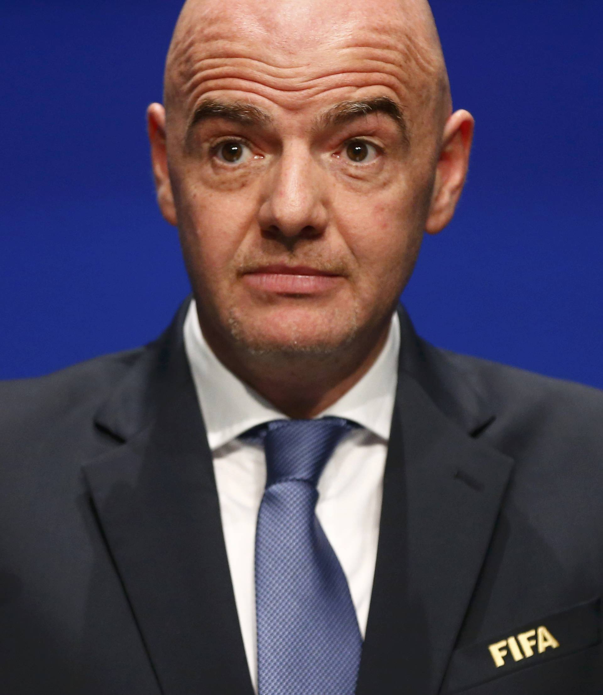 FIFA President Infantino addresses a news conference after a FIFA Council in Zurich