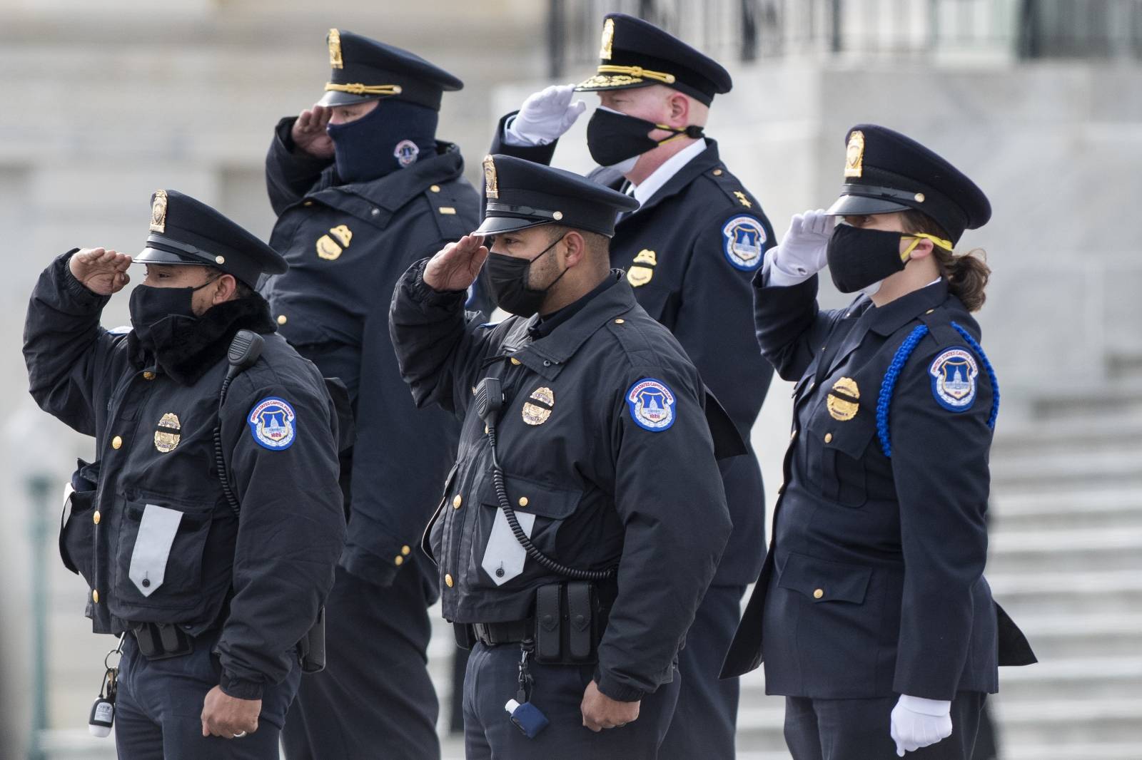 The cremated remains of U.S. Capitol Police officer Brian Sicknick depart the U.S. Capitol after resting in honor.