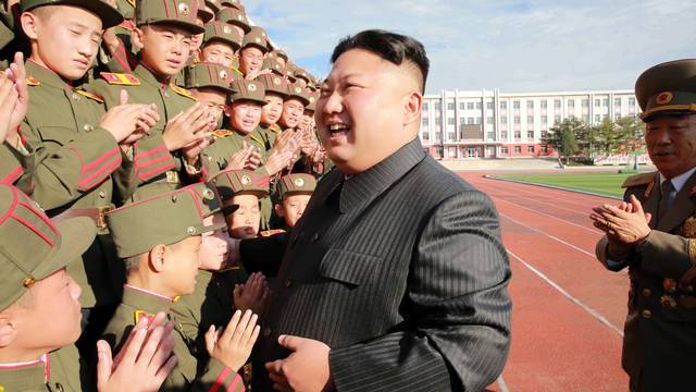 North Korea's leader Kim Jong Un visits the Mangyongdae Revolutionary Academy on its 70th anniversary