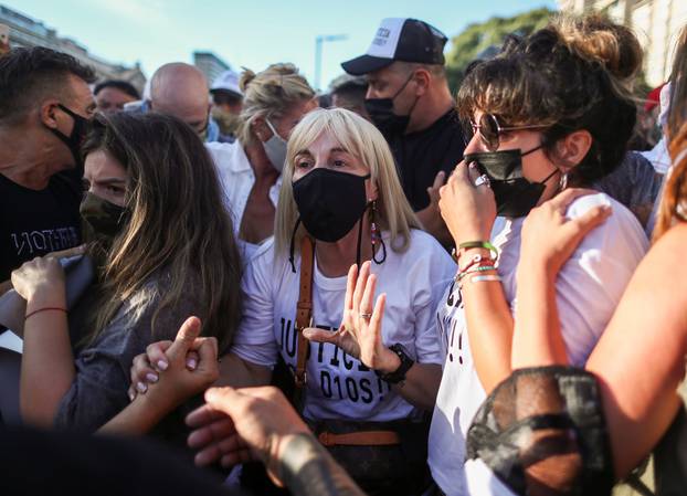 Argentines protest to demand justice after the death of soccer legend Diego Armando Maradona, in Buenos Aires