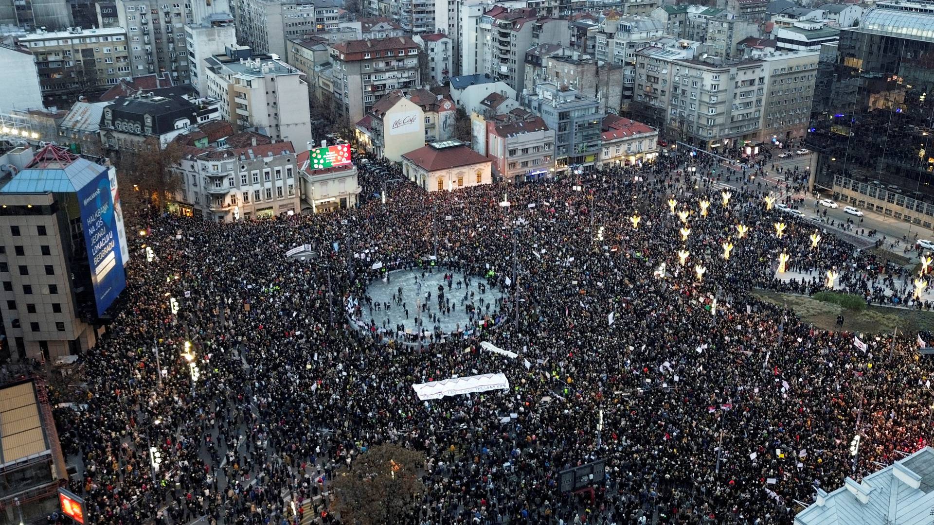 Anti-government protest following the Novi Sad railway station disaster, in Belgrade