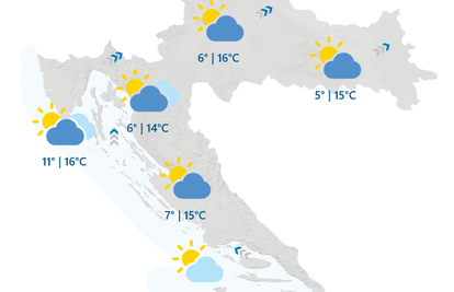 DHMZ: U većem dijelu zemlje sunčano, u dijelu kiša i vjetar