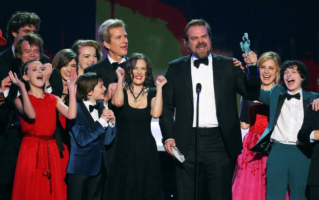 FILE PHOTO: The cast of Stranger Things accepts their award during the 23rd Screen Actors Guild Awards in Los Angeles