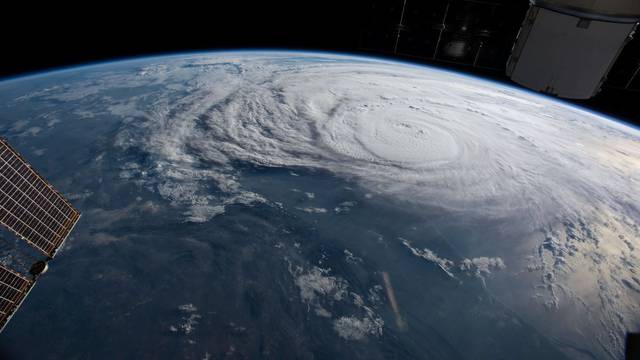 Hurricane Harvey is pictured off the coast of Texas, U.S. from aboard the International Space Station in this NASA handout photo