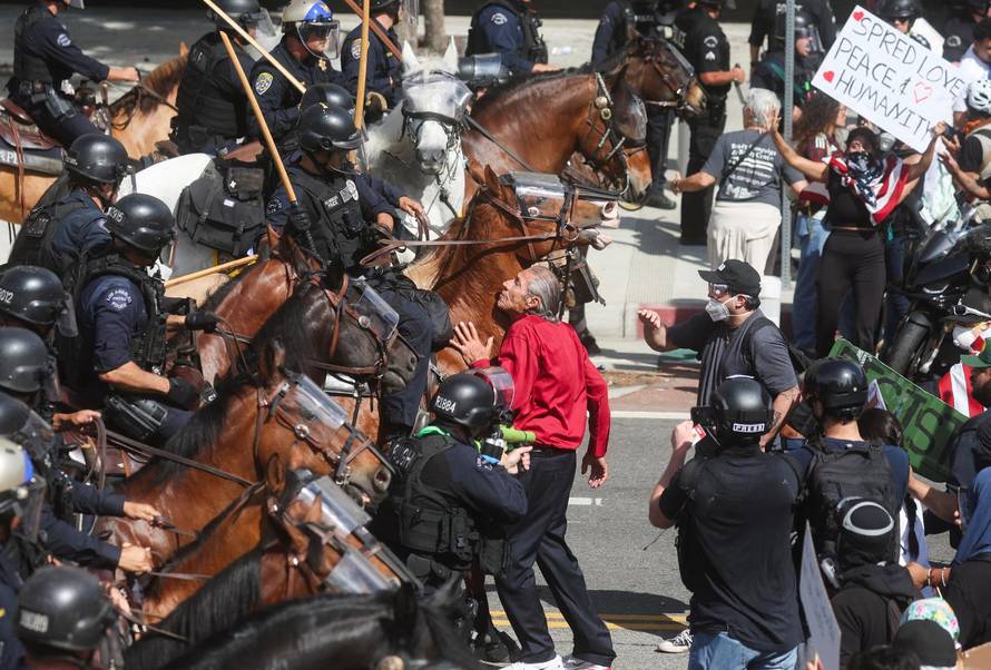 Protest against federal immigration sweeps, in Los Angeles