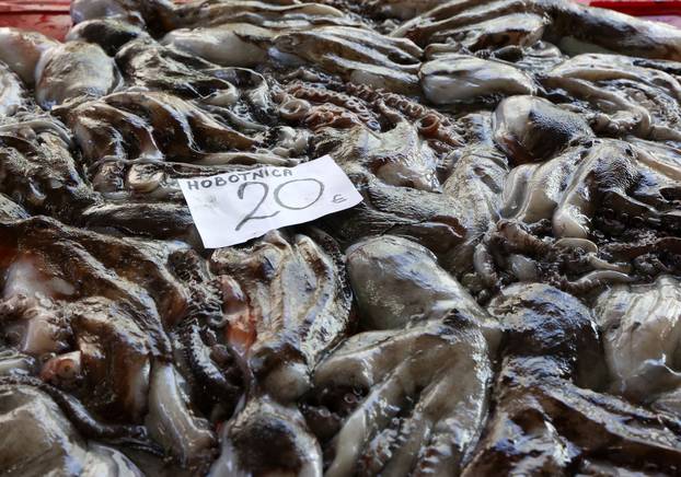 Šibenik:Bogata ponuda ribe na sibenskoj ribarnici.