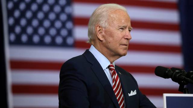 Democratic U.S. presidential nominee and former Vice President Joe Biden delivers remarks and holds a roundtable discussion with veterans at Hillsborough Community College in Tampa, Florida