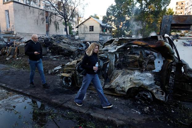 Aftermath of a Russian missile and drone attack in Kyiv