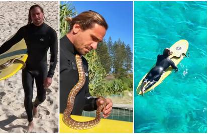 VIDEO Muškarac surfao na dasci sa zmijom pa dobio kaznu od 1400 €: 'Moja Shiva voli vodu!'