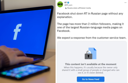 Facebook ugasio stranicu ruskog RT-a: 'Uklonili su nam stranicu bez ikakvog objašnjenja...'