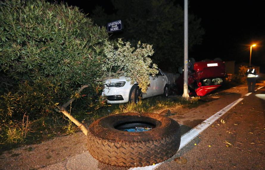 Izletio s ceste, prevrnuo se na krov i pokosio nekoliko maslina