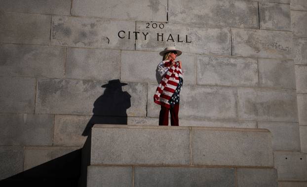 Anti-Trump 'Hands Off!' protest, in Los Angeles