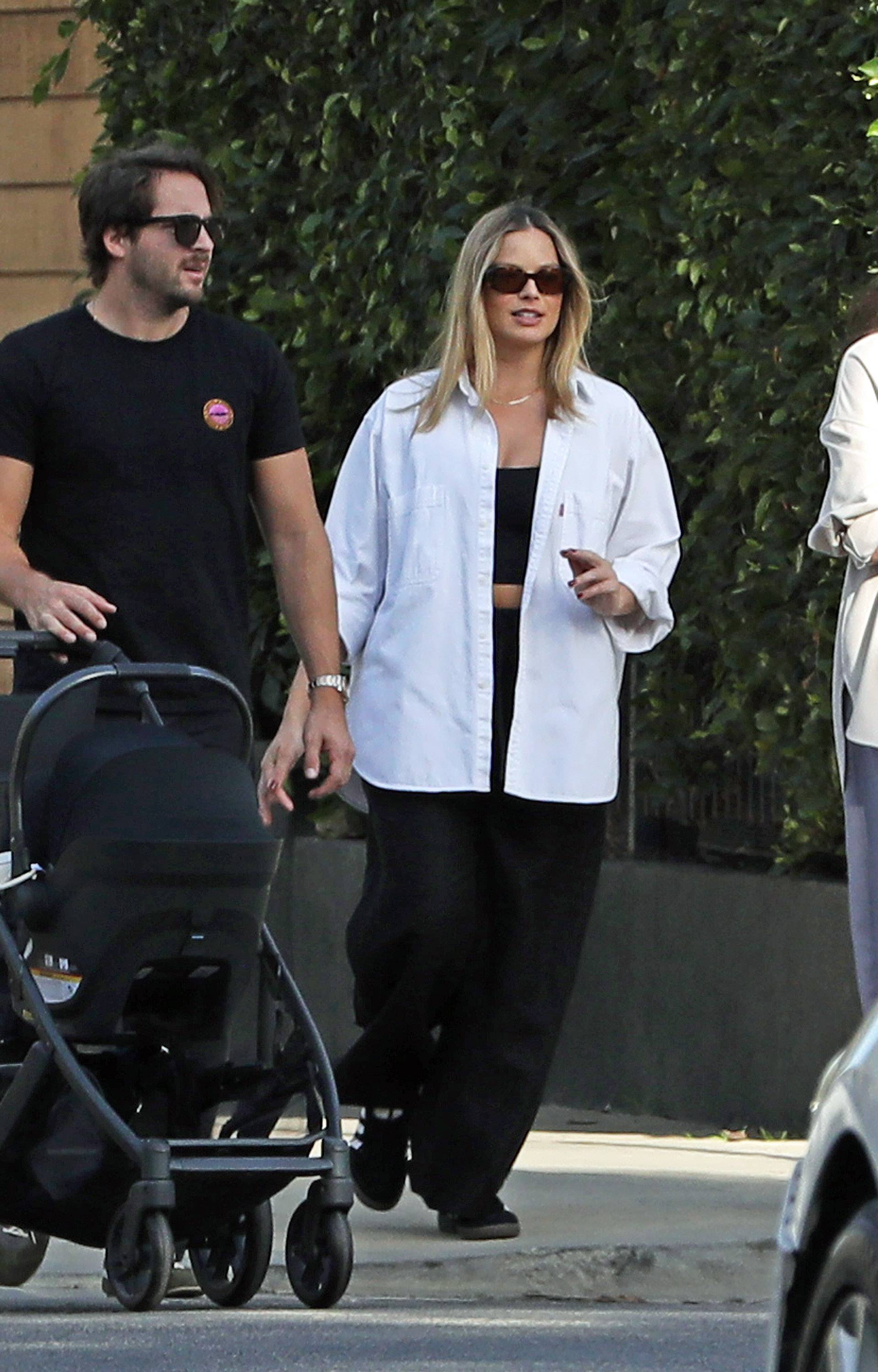 Margot Robbie Takes Her Newborn For A Walk In Los Angeles