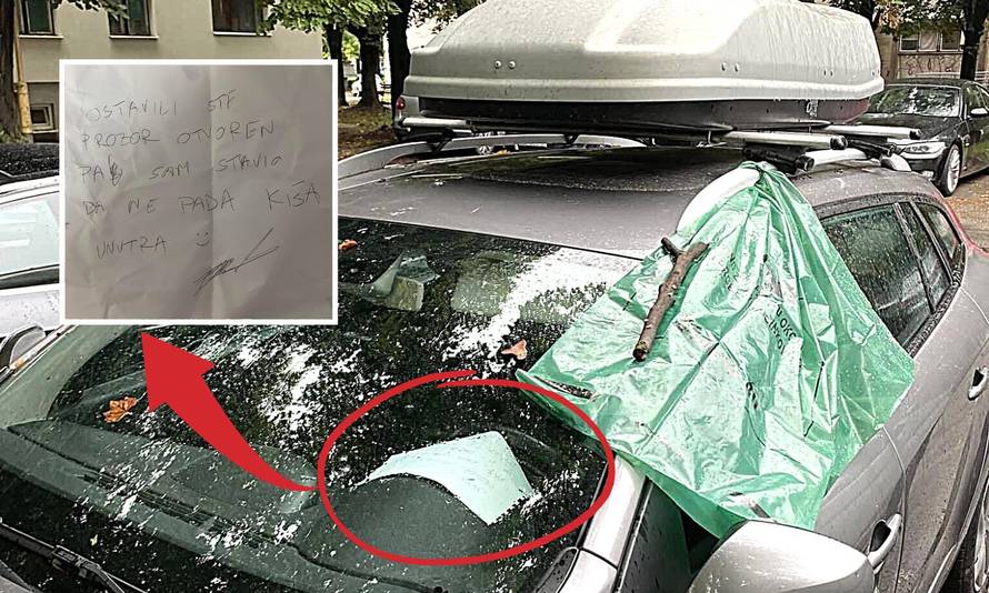 Osijek: Parkirao auto na kiši i zaboravio je podići prozor. Na staklu ga je dočekala poruka