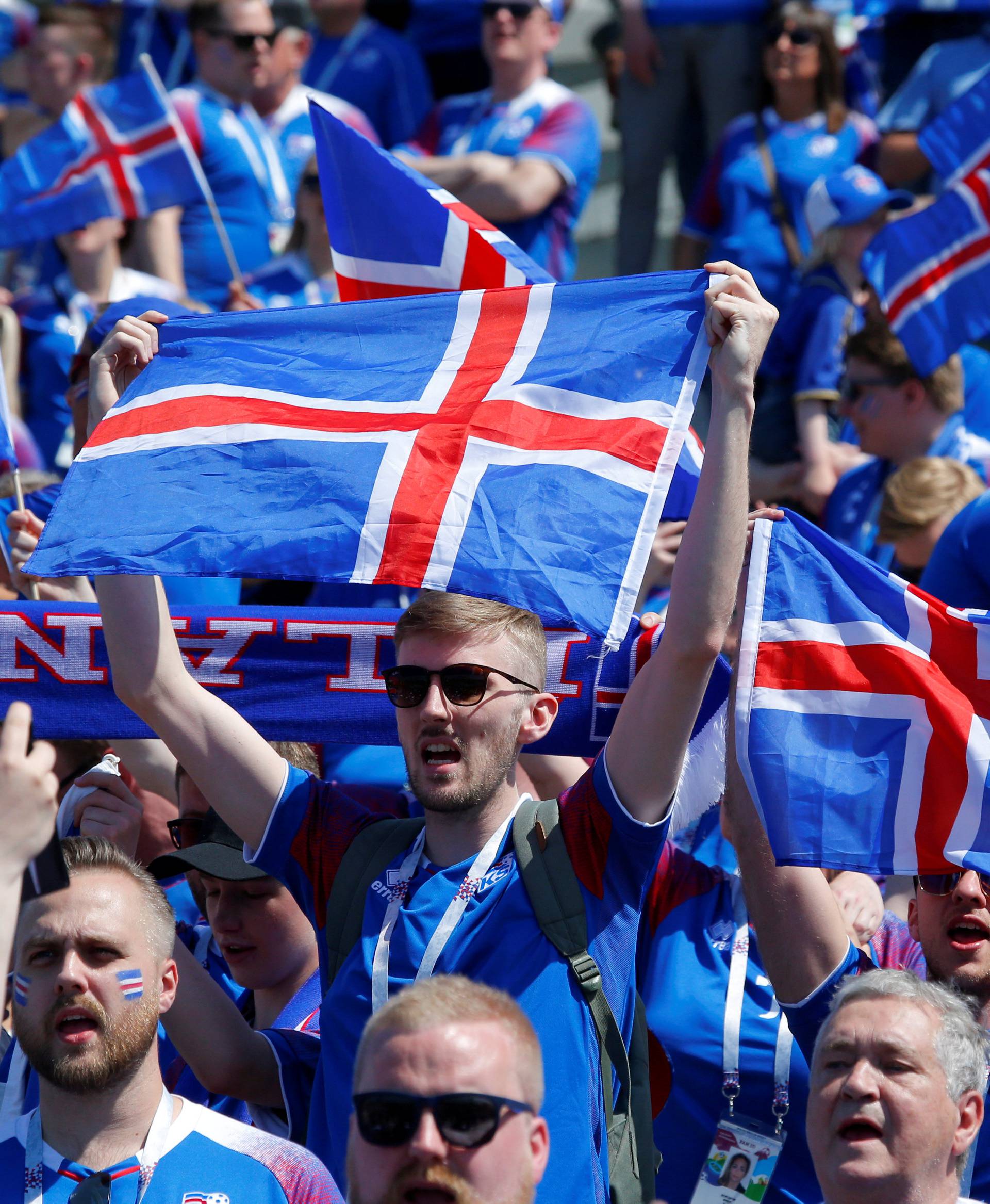 FILE PHOTO: Supporters of Iceland cheer in Zaryadye Park Moscow, Russia - June 16, 2018