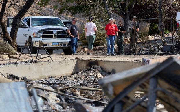 Luke Opperman at his burned home at Hawk Fire in Reno