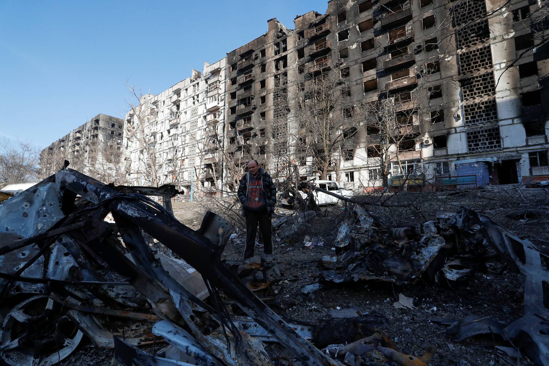 A view shows the besieged city of Mariupol