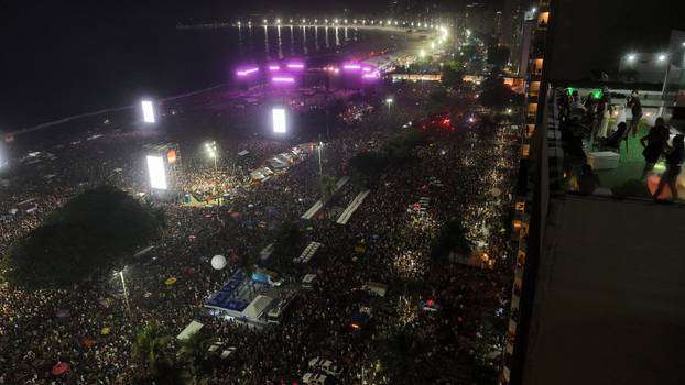 Drone view prior to Madonna's show at Copacabana beach in Rio de Janeiro