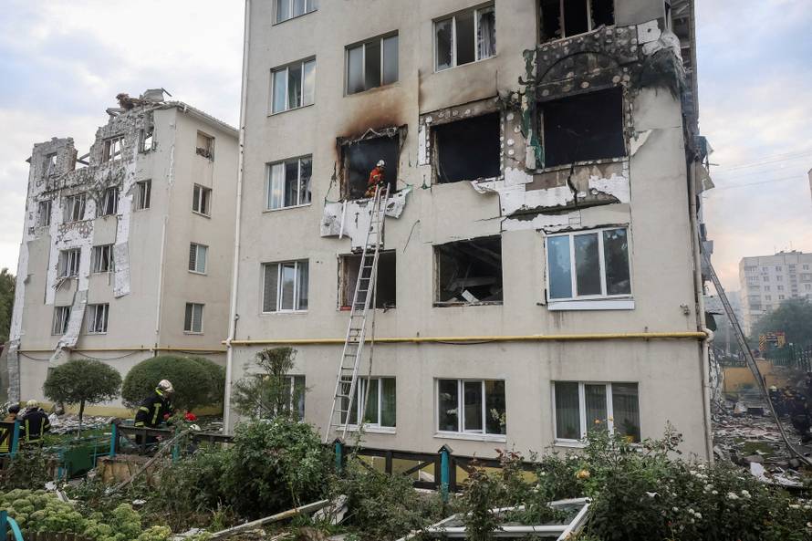 Aftermath of a Russian drone attack in Kharkiv