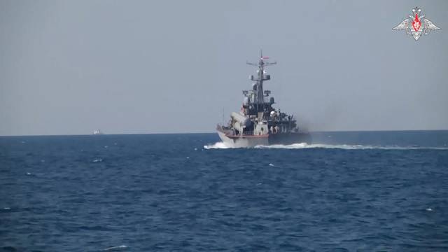 Russian navy rehearses firing rockets in Black Sea