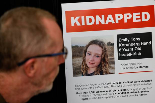 Interview with Thomas Hand, the father of Irish-Israeli Emily Hand, 8, who was announced dead following the October 7 deadly attack by Palestinian Islamist group Hamas on Israel and then later confirmed as one of the hostages held in the Gaza Strip