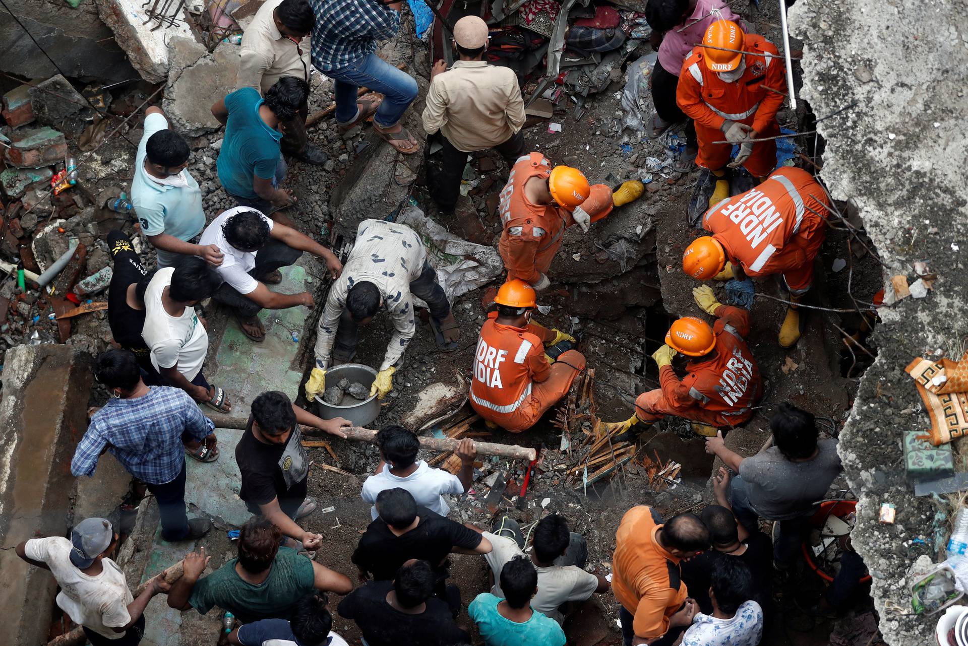 FILE PHOTO: Site of a collapsed building in Bhiwandi