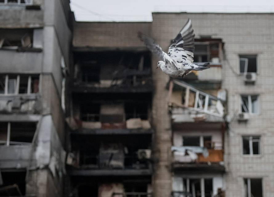 Aftermath of a Russian missile and drone attack in Vyshhorod