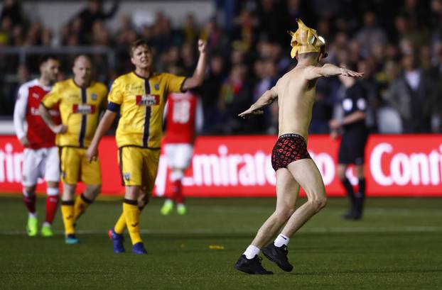 A streaker on the pitch