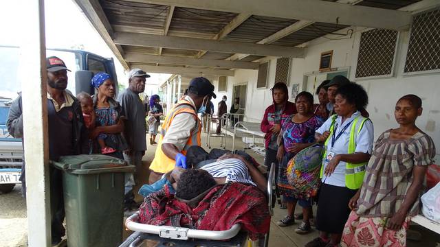 A resident receives medical treatment after an earthquake in Papua New Guinea