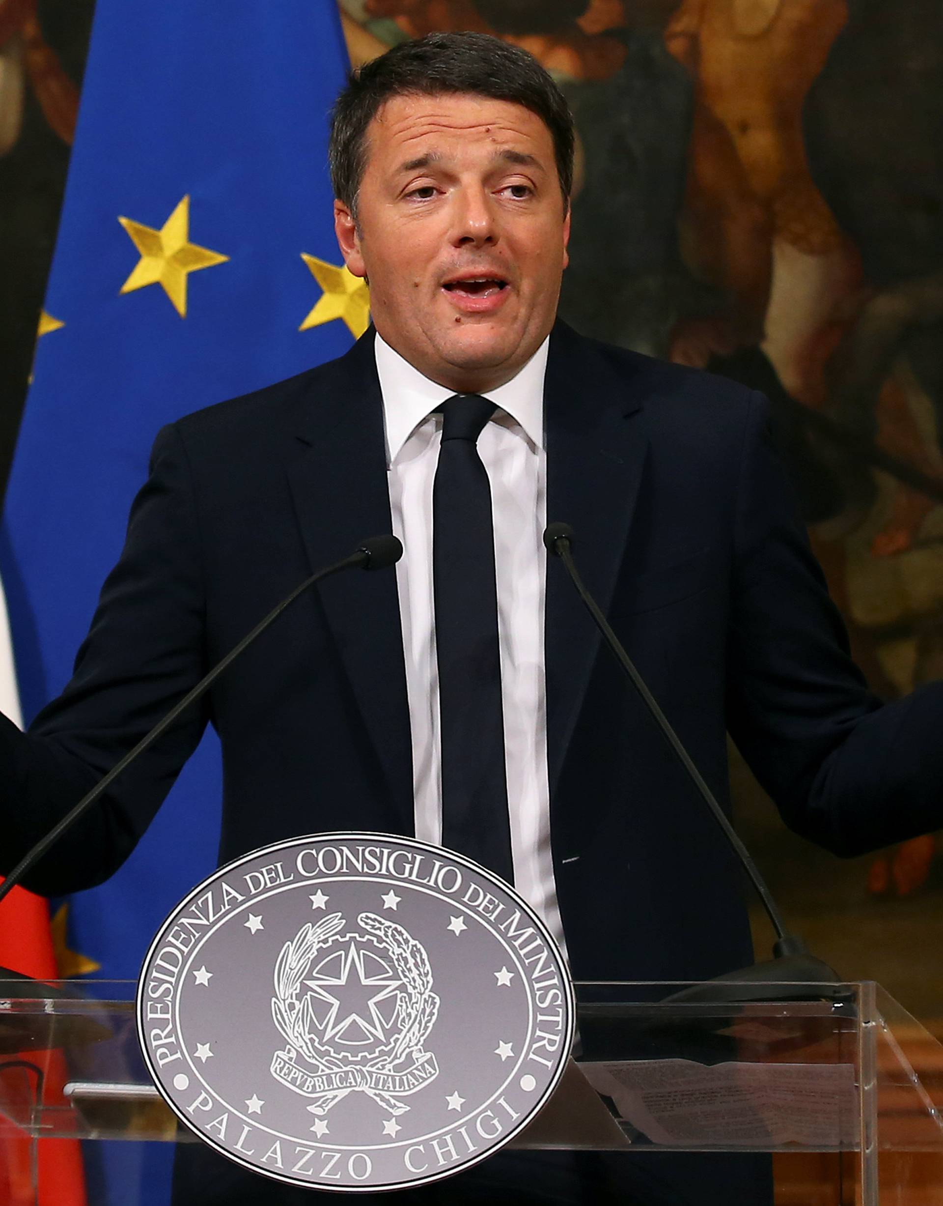 Italian Prime Minister Matteo Renzi speaks during a media conference after a referendum on constitutional reform at Chigi palace in Rome