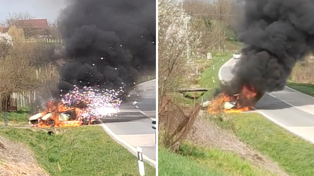 VIDEO Planuo automobil kod Vrbovca: Vatrogasci gasili požar