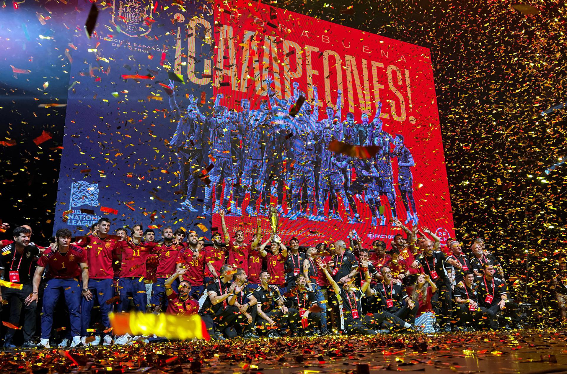 UEFA Nations League - Spain celebrate winning the UEFA Nations League