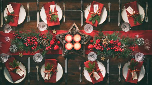 Christmas holidays table setting concept 