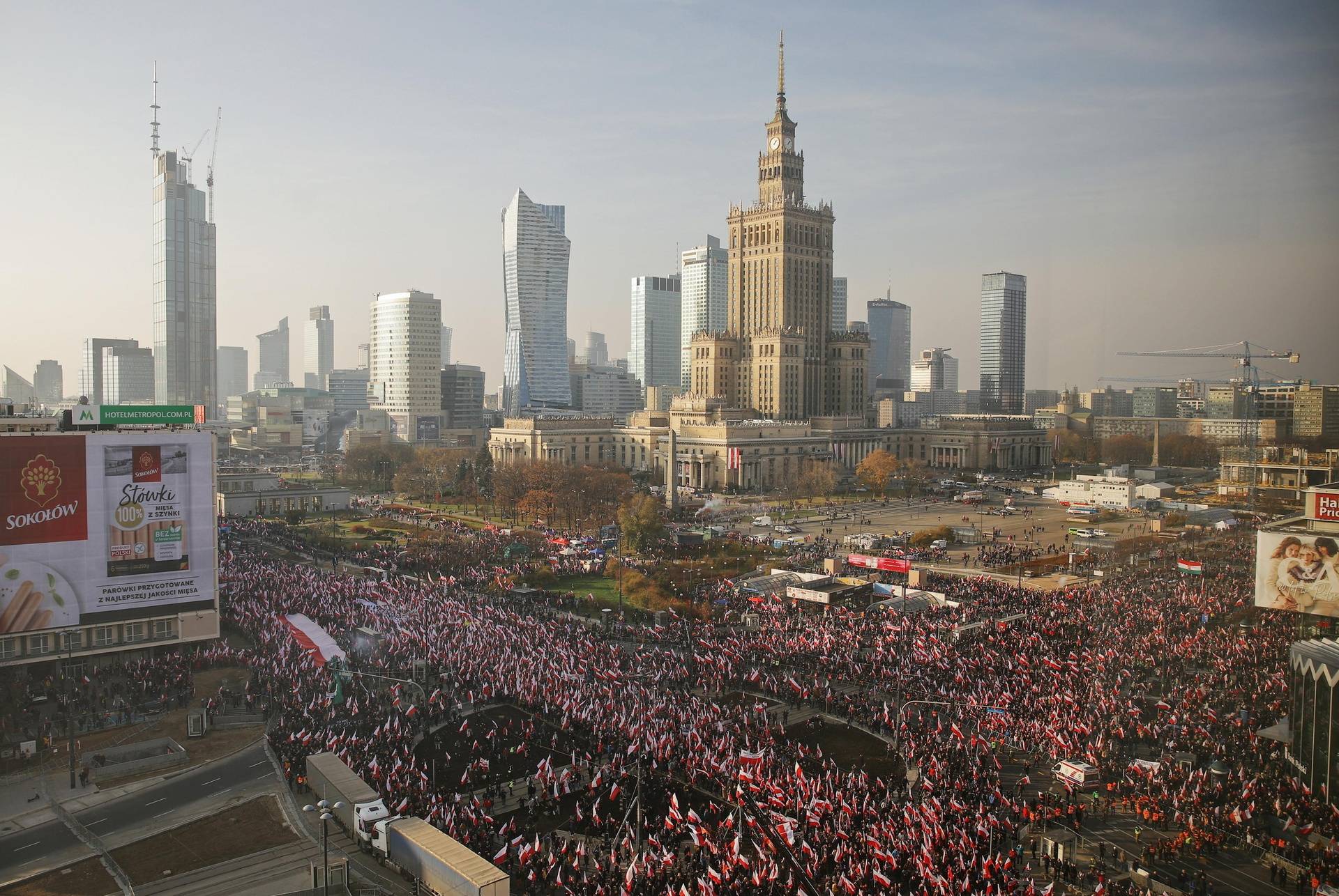 People mark the National Independence Day in Warsaw