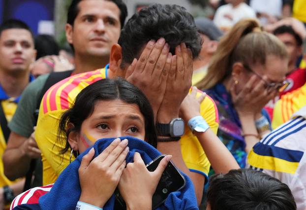 FIFA World Cup 2026 - Round of 16 - Switzerland v Colombia - Fans gather at the Rockefeller Center fan village