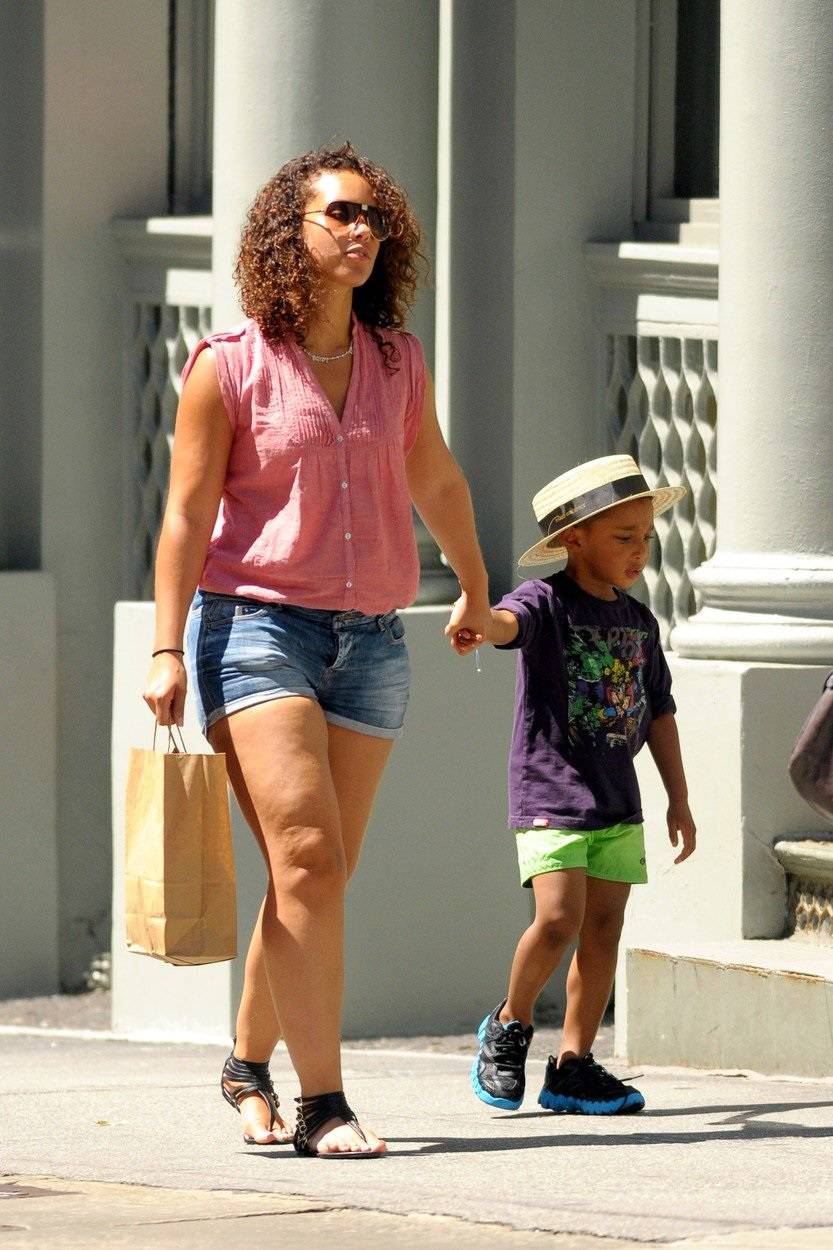 Alicia Keys out enjoying the New York sunshine with her step-son Kareem and baby son Egypt