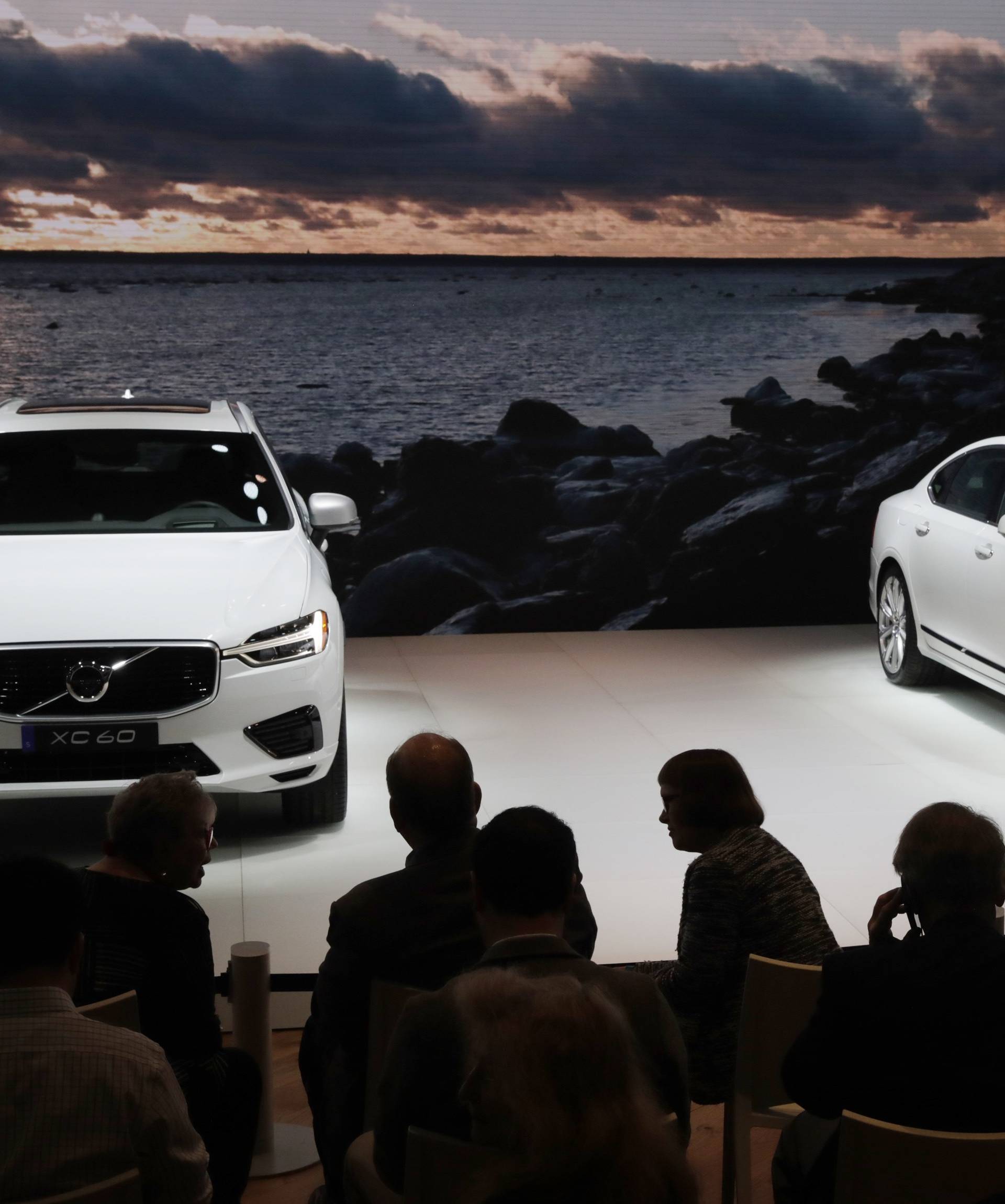 Volvo XC60 and Volvo S90 are displayed at the 2017 New York International Auto Show in New York