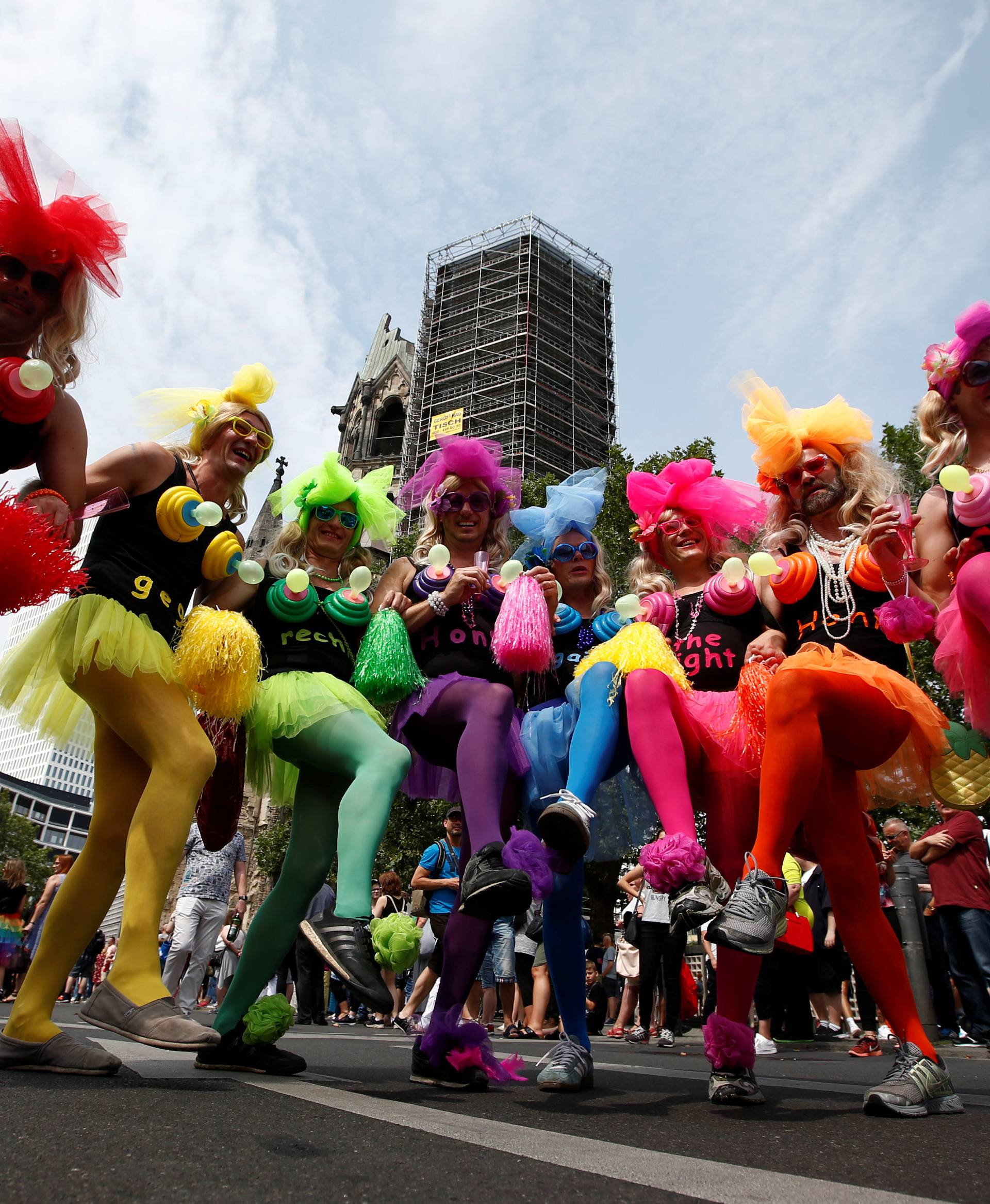 Revellers take part in the annual Gay Pride parade, also called Christopher Street Day parade (CSD), in Berlin