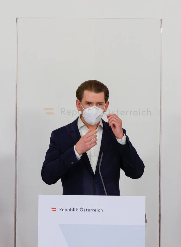 Austrian Chancellor Kurz arrives at a news conference in Vienna