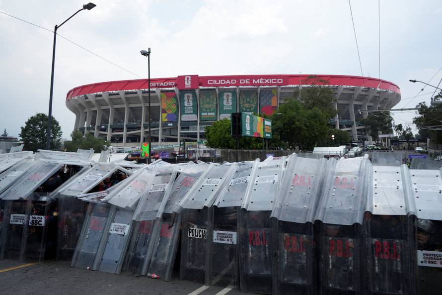 Protest march ahead of the opening match of the 2026 FIFA World Cup, in Mexico City