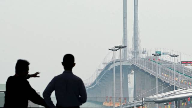 A general view of the Hong Kong-Zhuhai-Macau bridge after its opening ceremony in Zhuhai