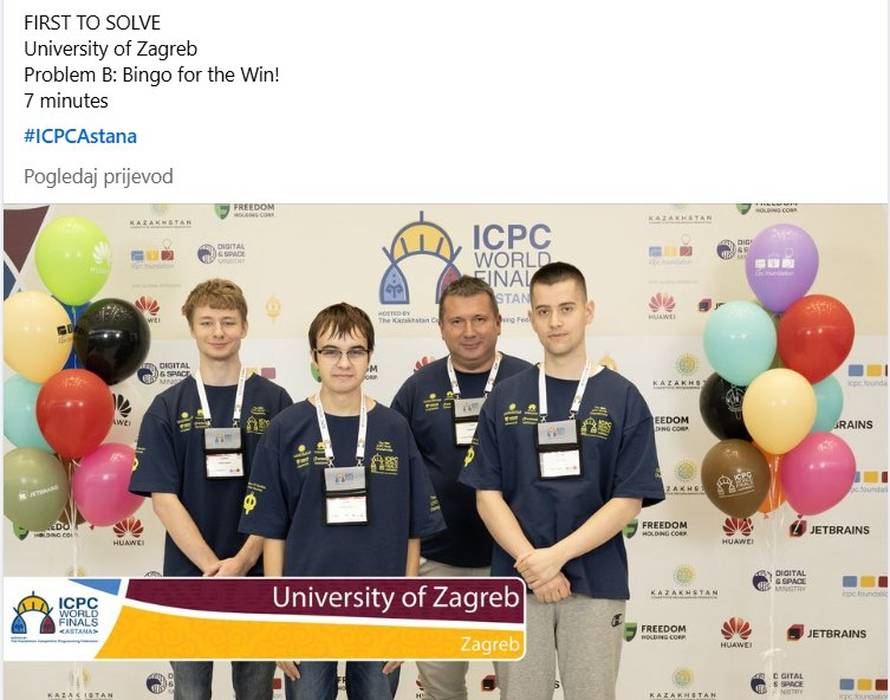 Samo sedam minuta: Hrvatski informatičari prvi su riješili zadatak među 430 natjecatelja
