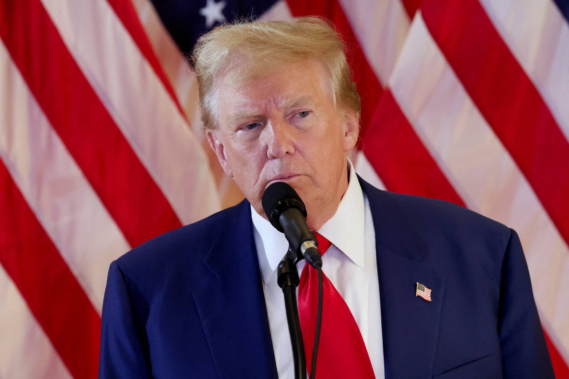 Former U.S. President Trump attends a press conference, in New York