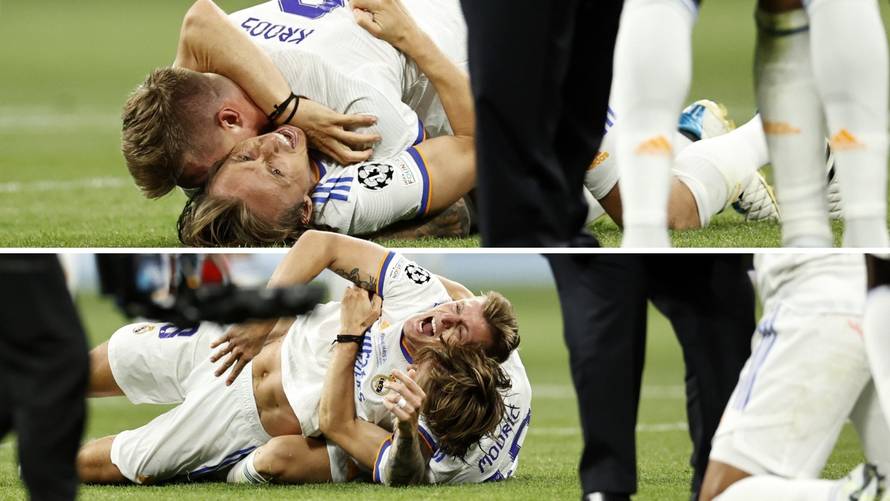 VIDEO Kad slavlje ne pita: Modrić 'zajašio' Kroosa pa ga od sreće valjao na travnjaku