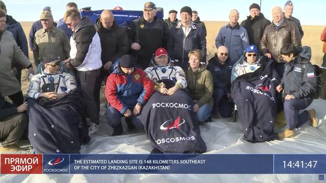 International Space Station crew lands in Kazakhstan