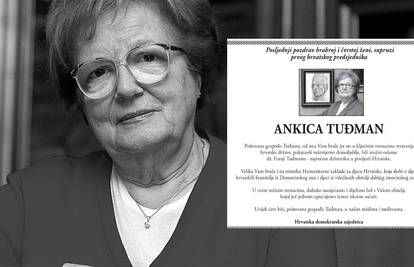 HDZ objavio svoju osmrtnicu za Ankicu Tuđman: 'Hvala Vam od srca jer ste bili oslonac Franji'