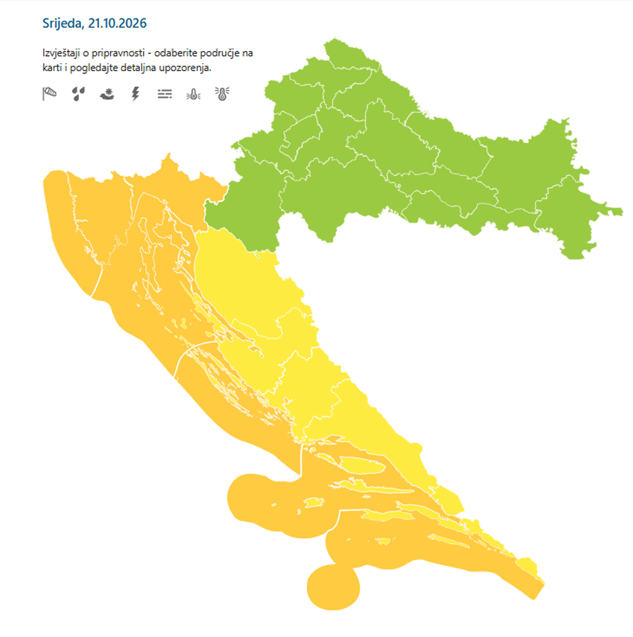 Nestabilno vrijeme zahvatilo je Hrvatsku: Pljuskovi, grmljavina i cijela obala u 'narančastom'